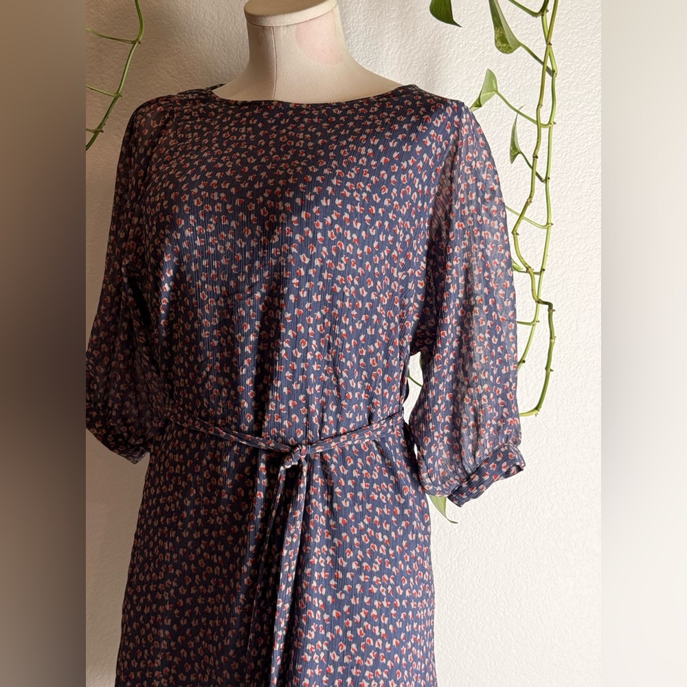 French Connection Blue Floral Mini Dress | Tie Waist | Size 4